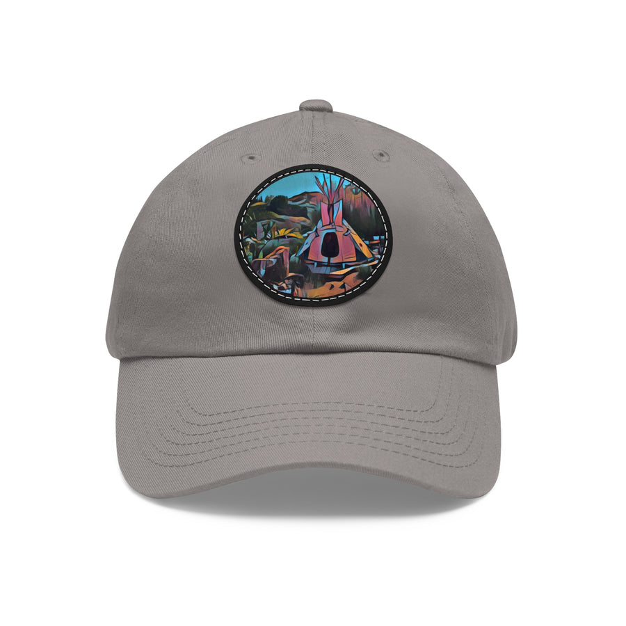 Dad Hat with Leather Patch (Round)