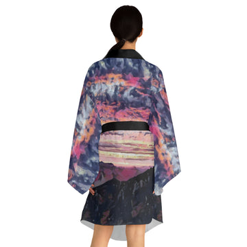 Long Sleeve Kimono Robe (AOP) / Cloudy Clouds