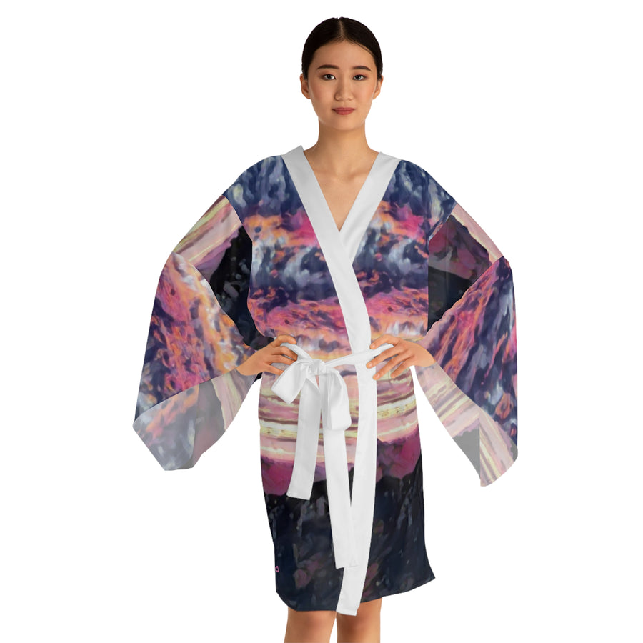Long Sleeve Kimono Robe (AOP) / Cloudy Clouds