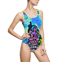 Women's Classic One-Piece Swimsuit (AOP) / A Buddha & A Mezuzah