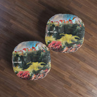 TROPICAL & WILD Tufted Floor Pillow, Round