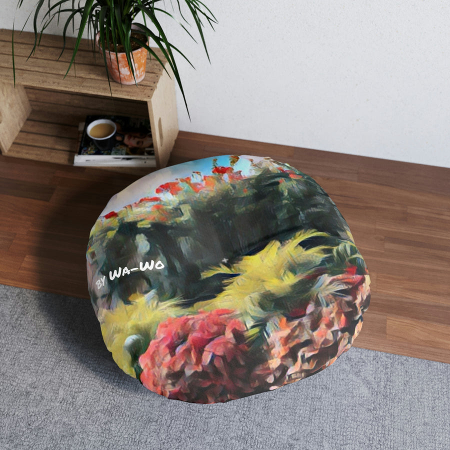 TROPICAL & WILD Tufted Floor Pillow, Round