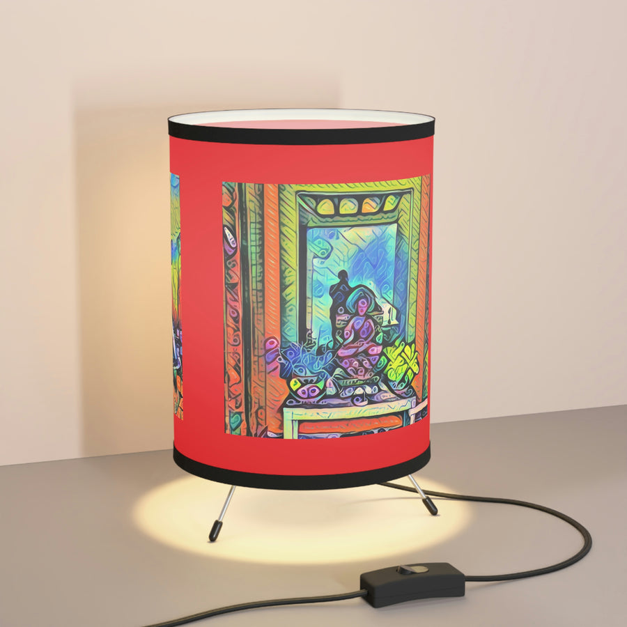 A BUDDHA & A MEZUZAH Tripod Lamp with High-Res Printed Shade, US\CA plug